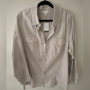 NWT J.Jill love linen button down shirt.  Color is sterling, orig 89.00